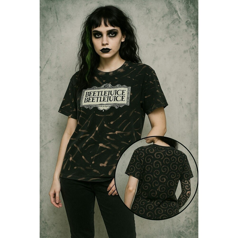 Beetlejuice Beetlejuice Graphic Bleach Tie Dye T-Shirt 2024 Ripple Junction Hot